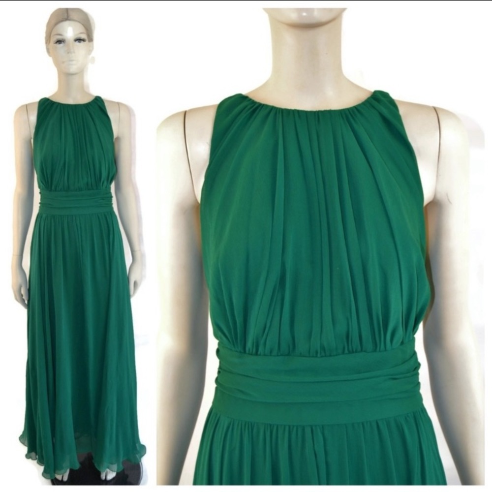 Badgley Mischka Green Chiffon Empire Gown 14